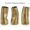 Fabulaxe 9 H Ceramic Bent Melted Modern Style Sculpture Table Centerpiece Flower Vase, Gold QI004053.L